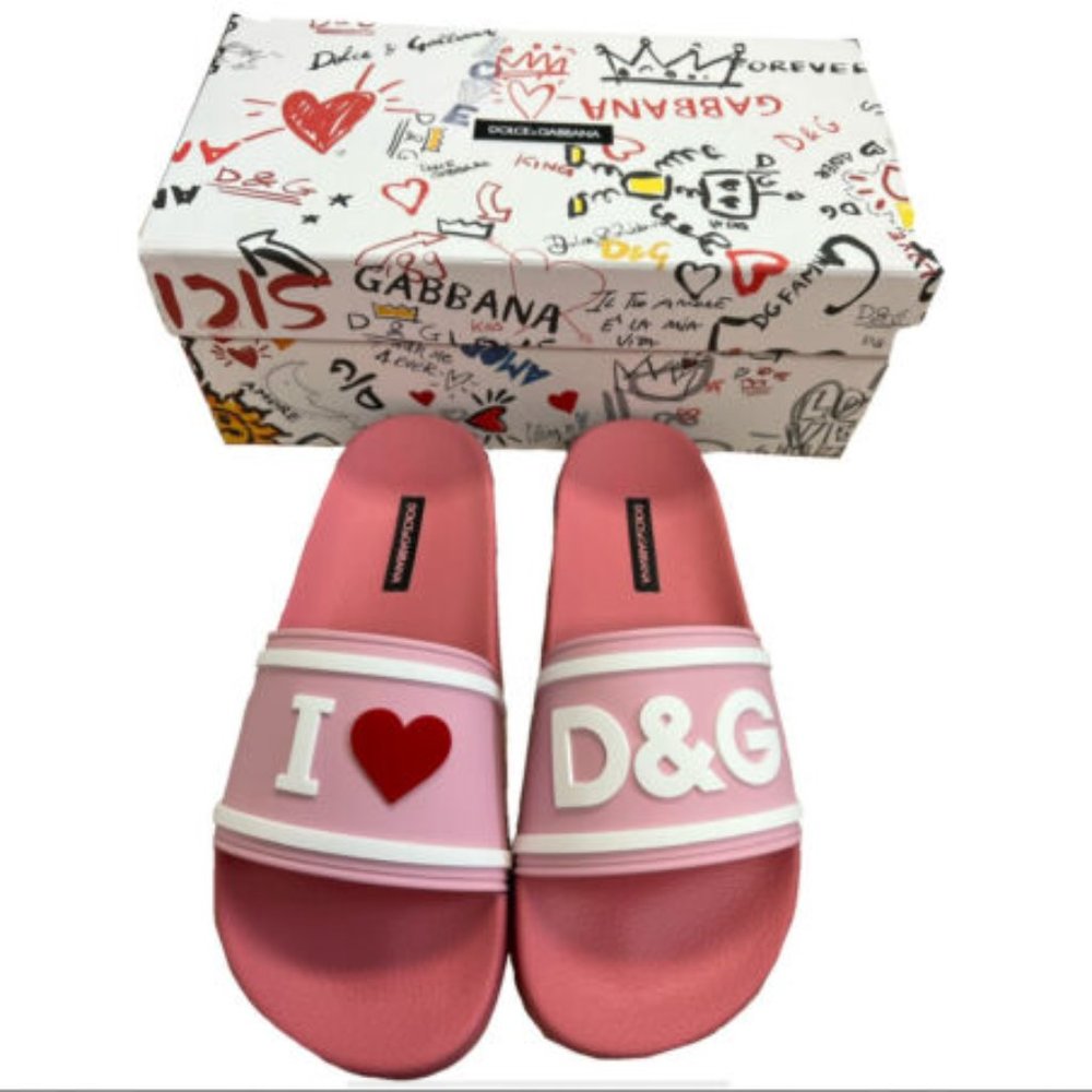 DOLGE & GABBANA Rubber Beachwear Slides with high-frequent detailing